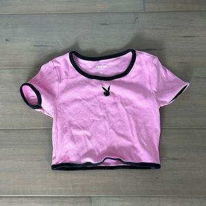 pink playboy baby tee